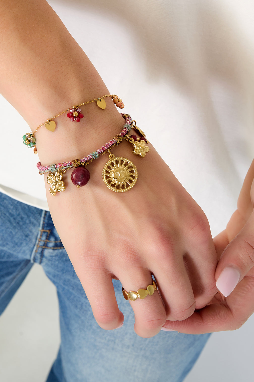 Stainless Steel Flower Charm Bracelet