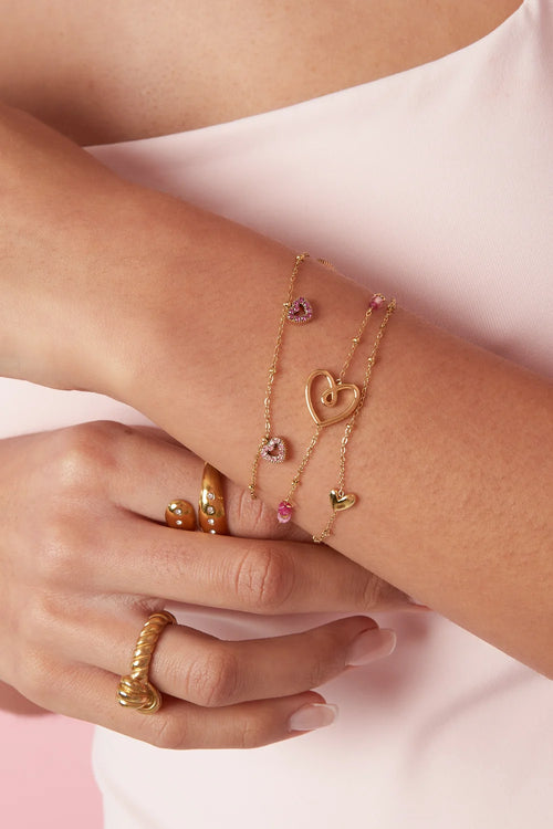 Bracelet with Pink Heart Stones