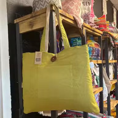 Reversible Tote Bag in Jute & Cotton – Pistachio Green