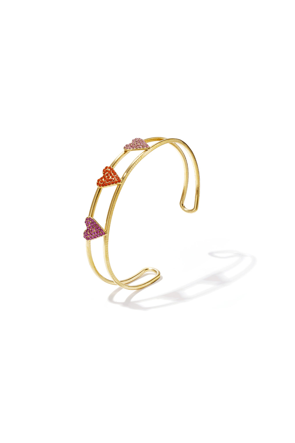 Gold Rhinestone Heart Bangle Bracelet