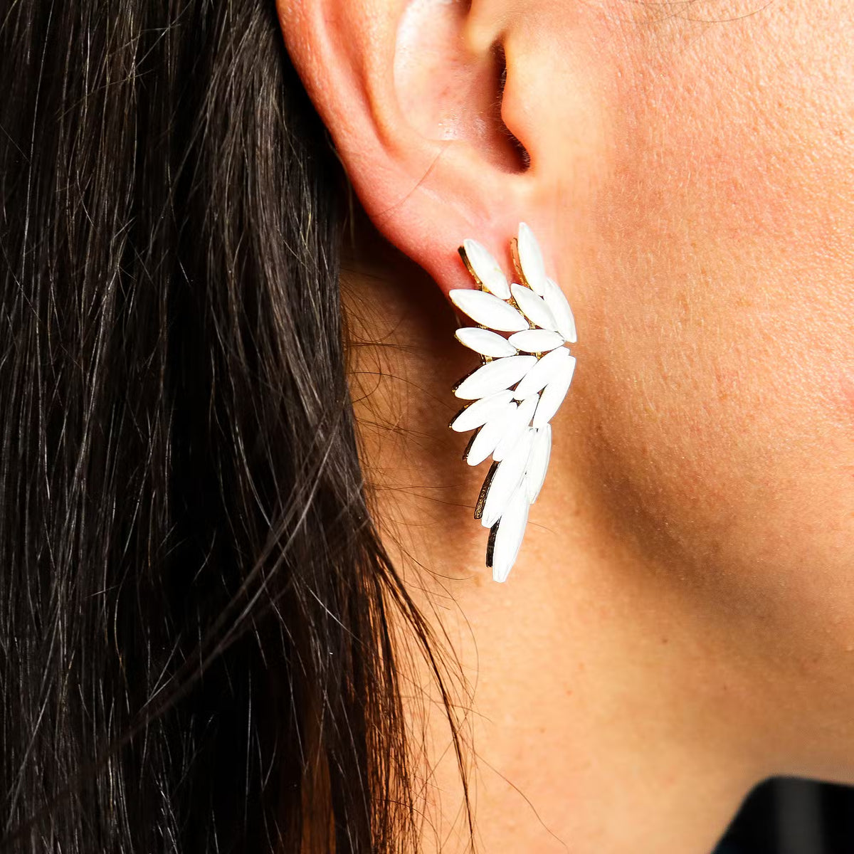 Pearl Angel Wing Glass Drop Earrings