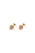 Heart Shaped Pink Rhinestone Earrings