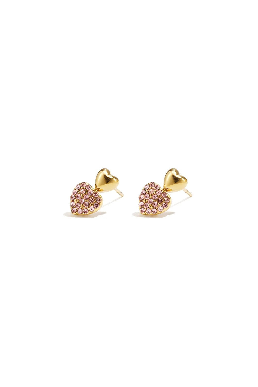 Heart Shaped Pink Rhinestone Earrings
