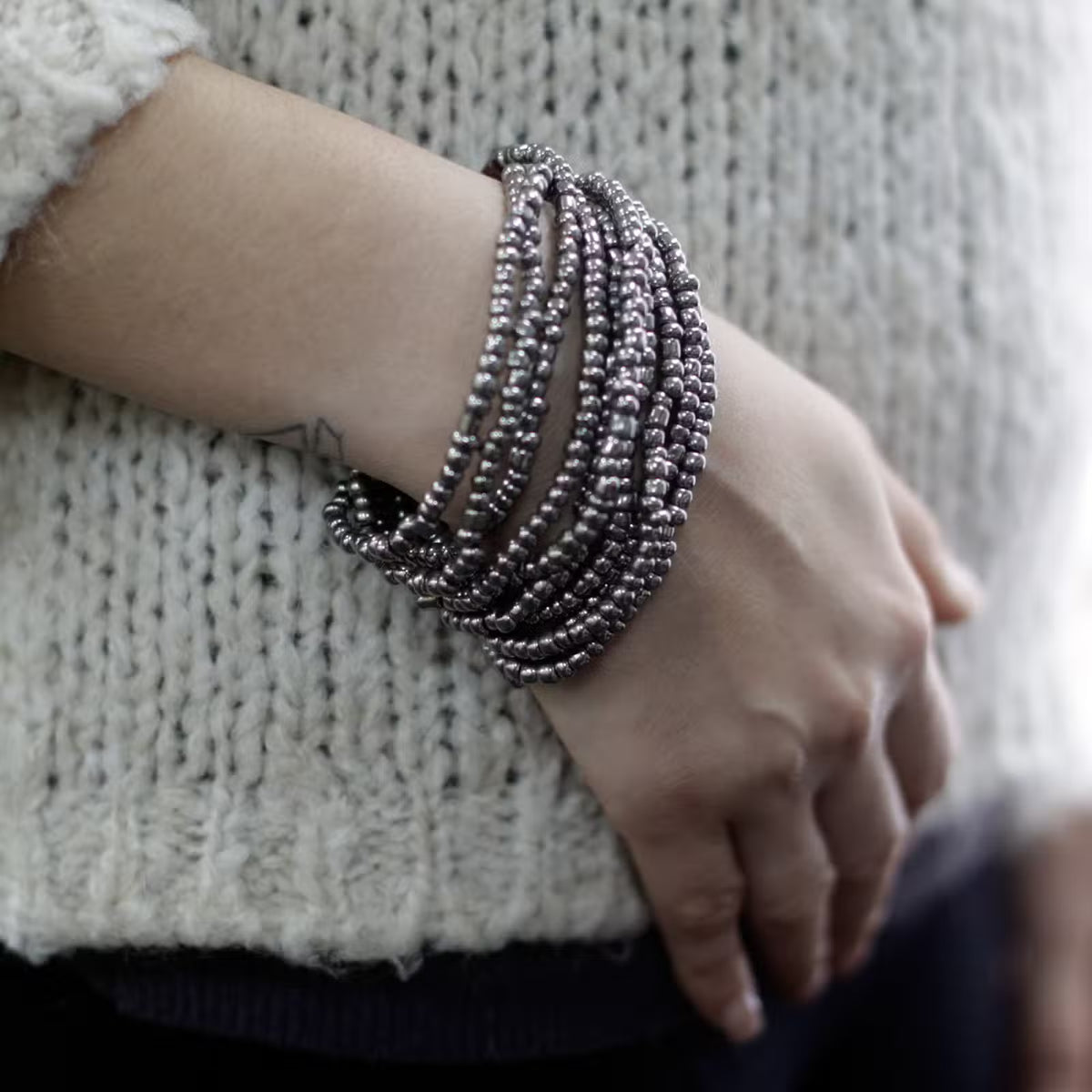 Multi-Pearl Bracelet Set with Wood Clasp - Gold/Silver (Set of 2)
