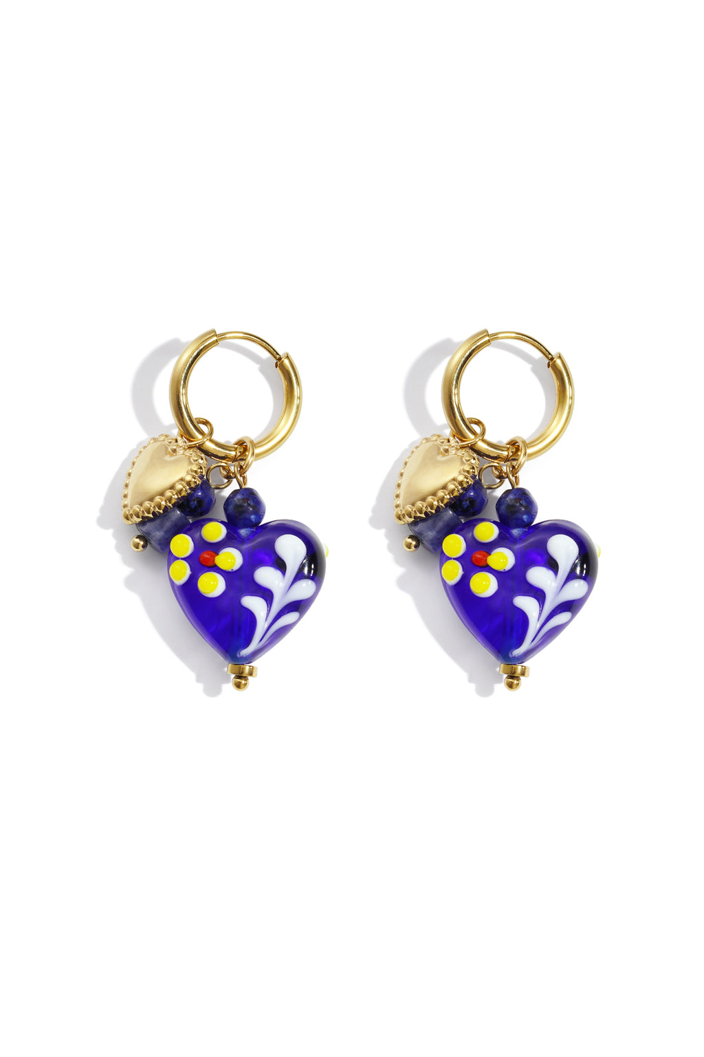 Blue Heart Drop Earrings in Stainless Steel