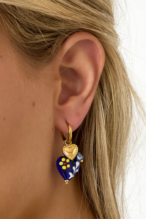 Blue Heart Drop Earrings in Stainless Steel
