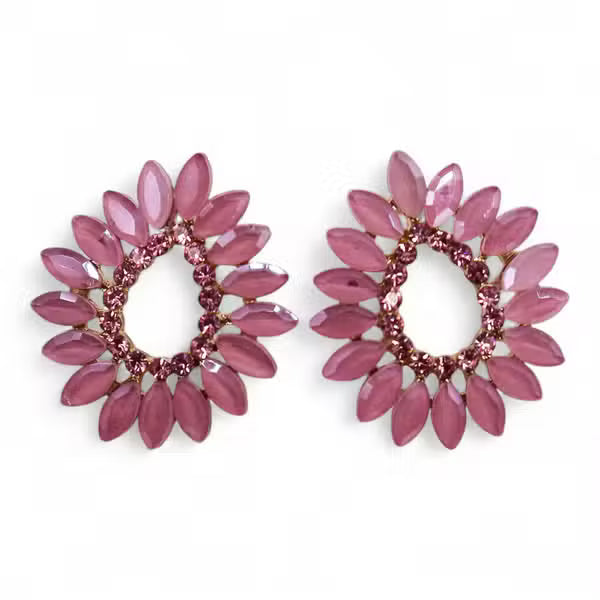 Rose Quartz Earrings - Vintage Glass Ring