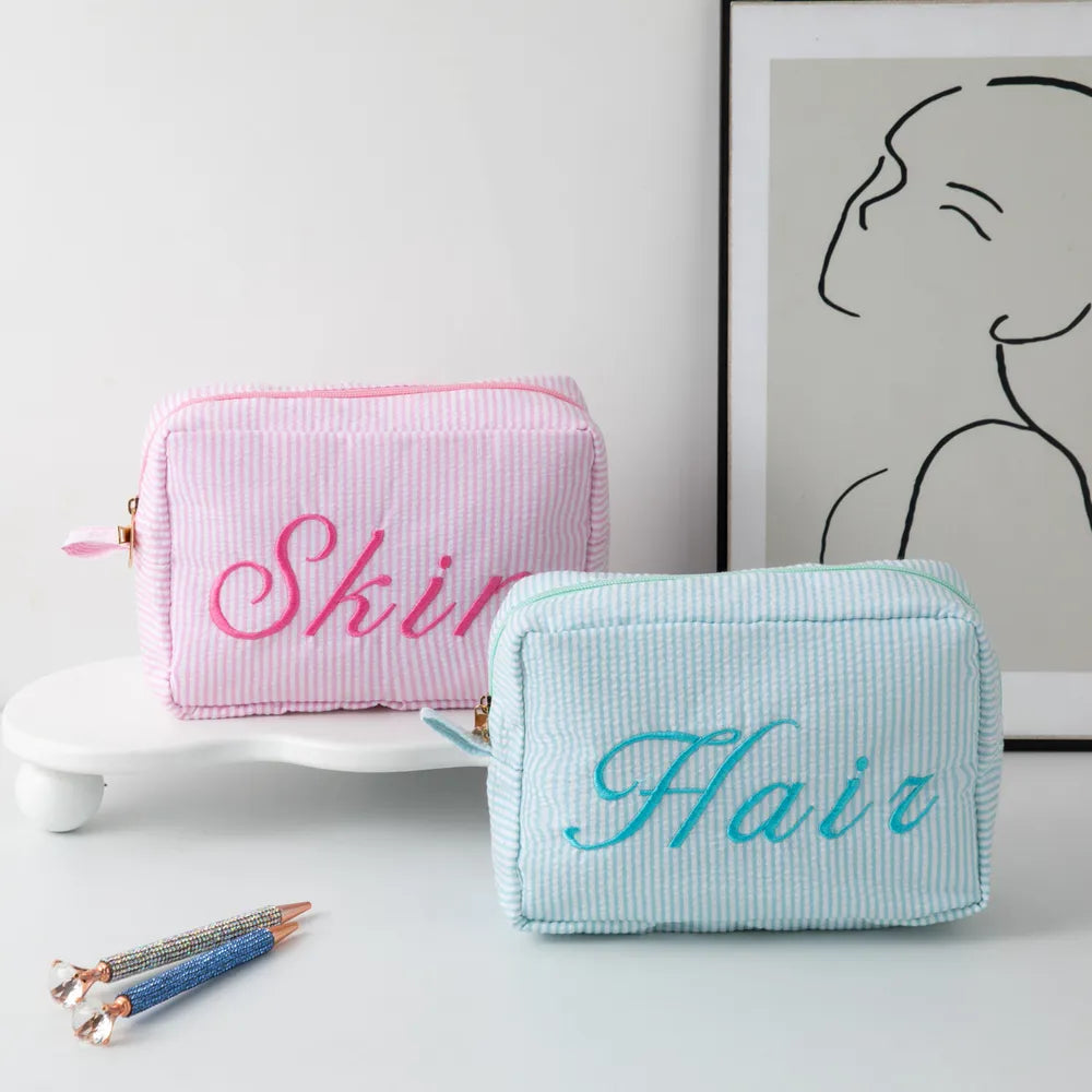 Cute Letter Makeup Bag Set - Skin & Hair (2-pack)