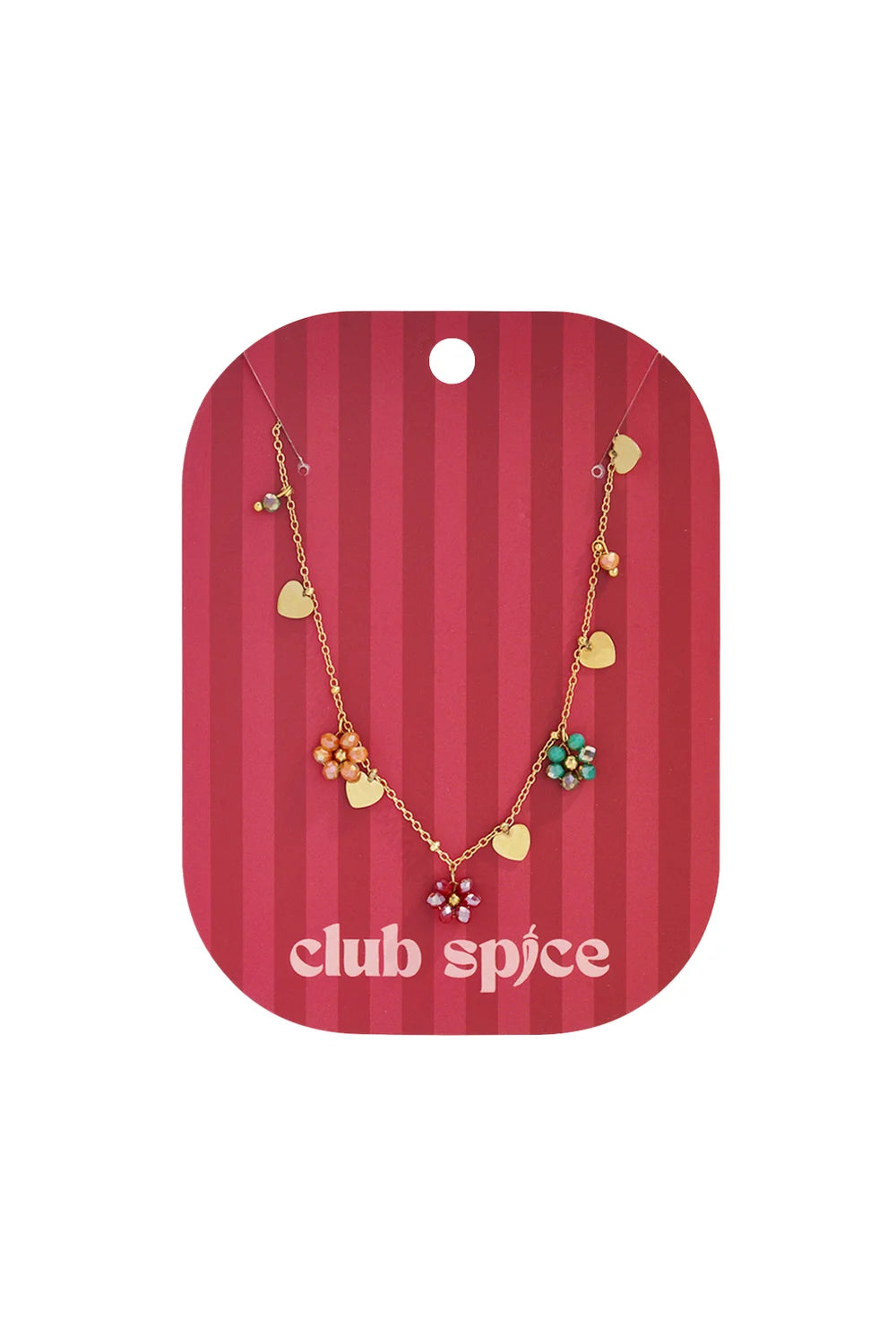 Stainless Steel Necklace - Flower & Heart Charms - Multicolour