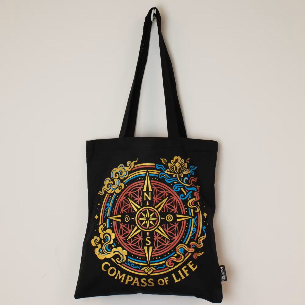 Tote Bag - Compass of Life - Black 6oz