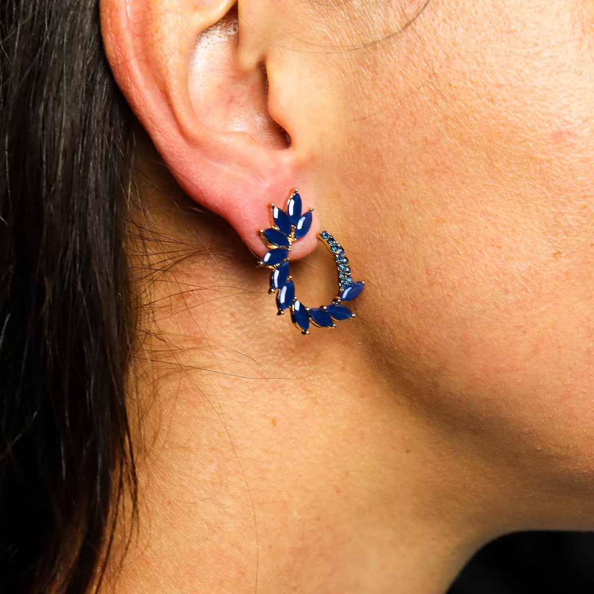 Royal Blue Earrings - Vintage Glass Ring
