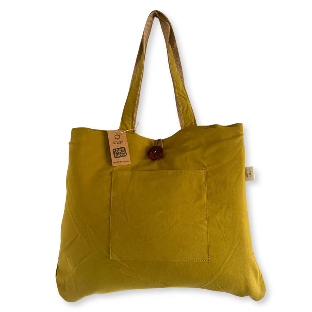 Reversible Tote Bag in Jute & Cotton – Pistachio Green