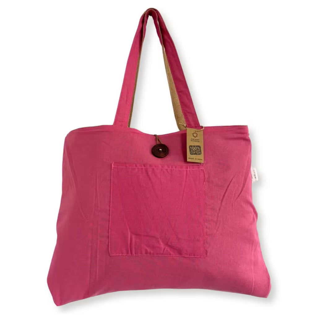 Reversible Tote Bag in Jute & Cotton – Pink
